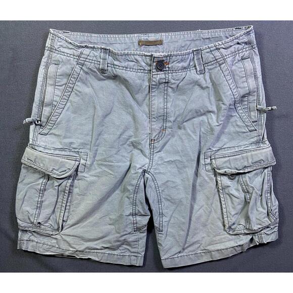 LL Bean Cargo Shorts Mens 36w Gray Button Pockets Ripstop Natural Fit Gorpcore - Picture 1 of 10